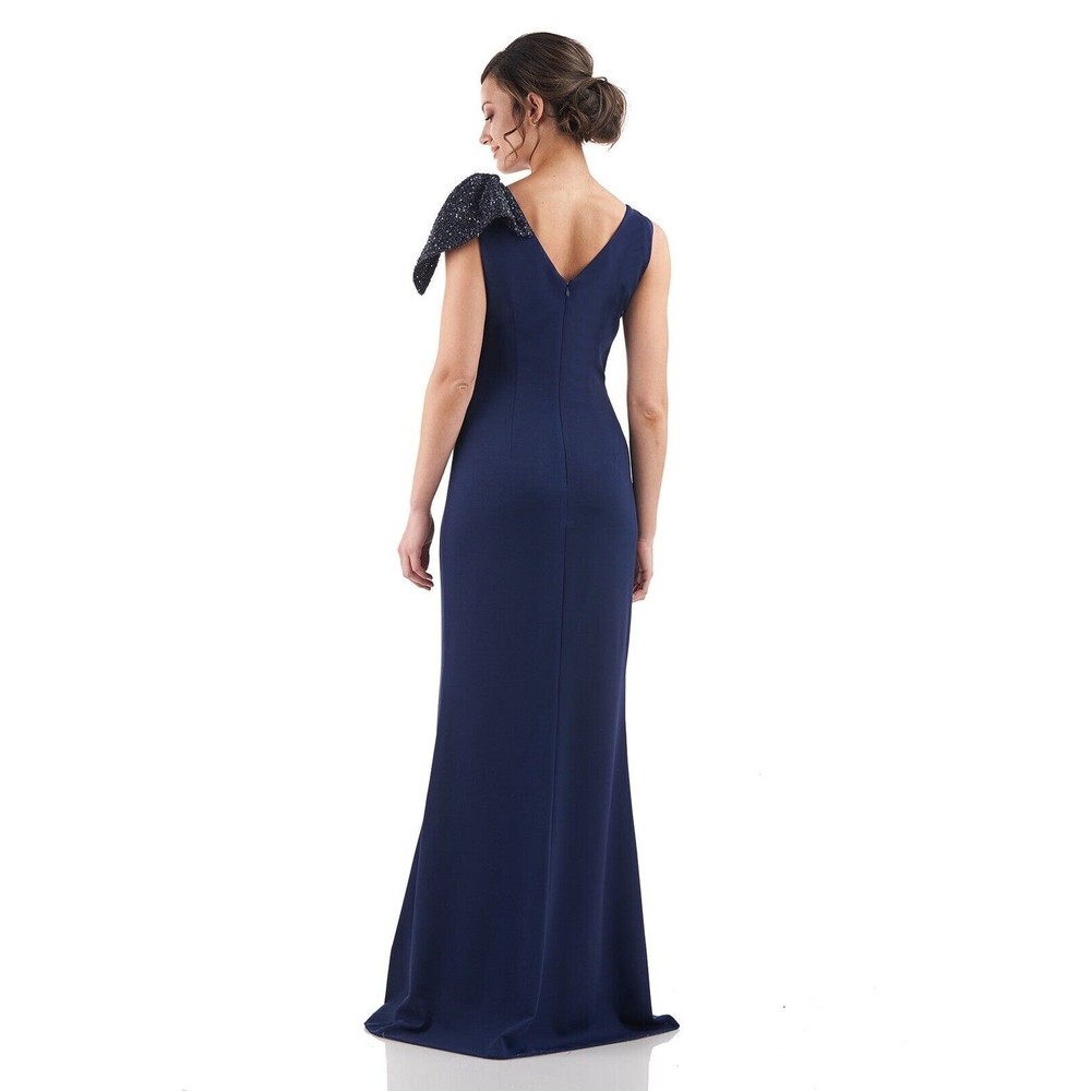 JS Collection Kennedy Draped Mermaid Maxi Dress Gown Navy NWT Sequins Sz 6 - Picture 9 of 16